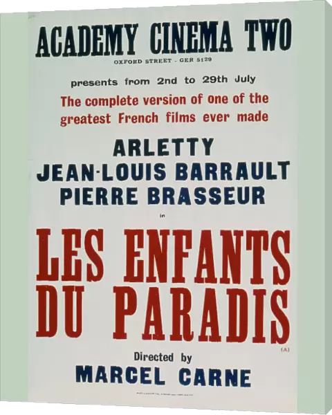 Academy Poster for Marcel Carnes Les Enfants du Paradis (1945)