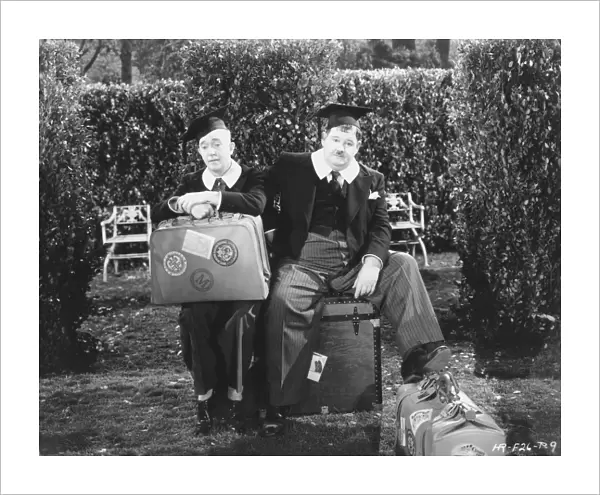 Stan Laurel and Oliver Hardy in Alfred Gouldings A Chump at Oxford (1939)