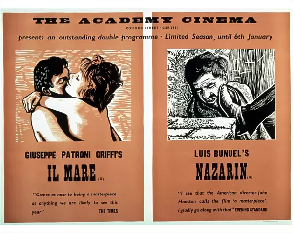 Academy Poster for Il Mare (Giuseppe Patroni Griffi, 1963) and Nazarin (Luis Bunuel, 1958) Double Bill