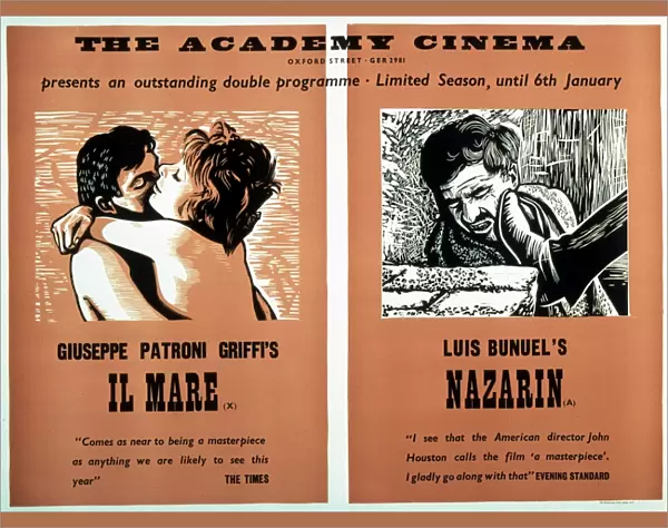 Academy Poster for Il Mare (Giuseppe Patroni Griffi, 1963) and Nazarin (Luis Bunuel, 1958) Double Bill