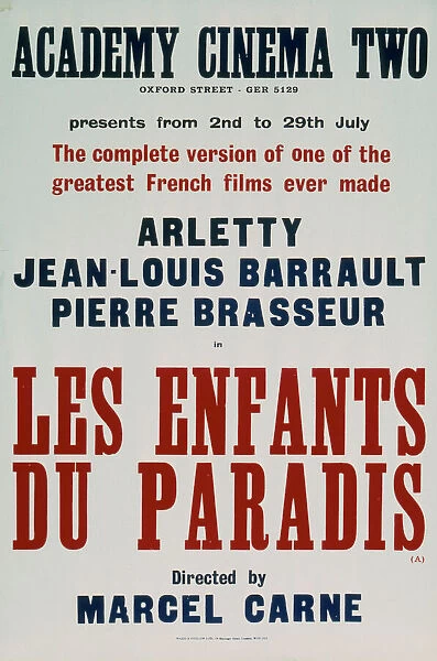 Academy Poster for Marcel Carnes Les Enfants du Paradis (1945)