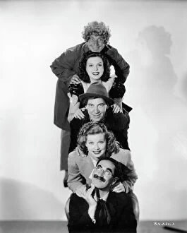 Classic Portraits Collection: Harpo Marx, Lucille Ball, Chico Marx, Ann Miller, and Groucho Marx in William Seiters Room Service